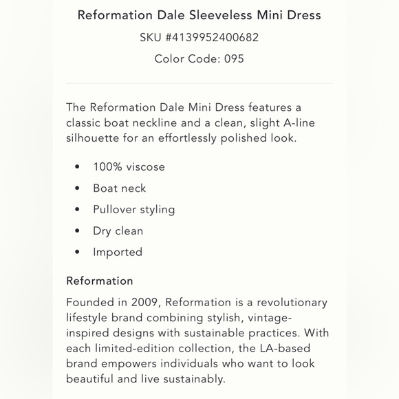Reformation Sleeveless Mini Dress - Picture 4 of 4